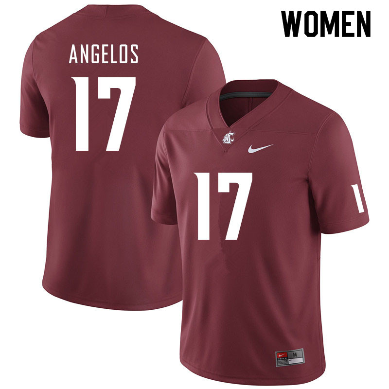 Women #17 Aaron Angelos Washington State Cougars College Football Jerseys Sale-Crimson